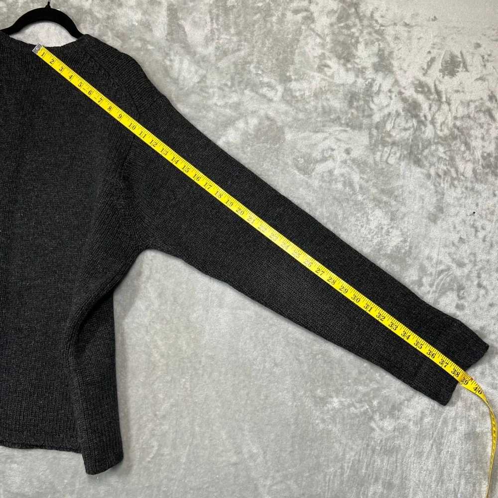 Vintage Gap Sweater Mens Large Gray Lambswool‎ V Neck Fisherman 90s Grandpa Dad